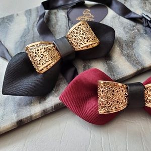 NW Floral Metal Double bow tie Party wedding groom